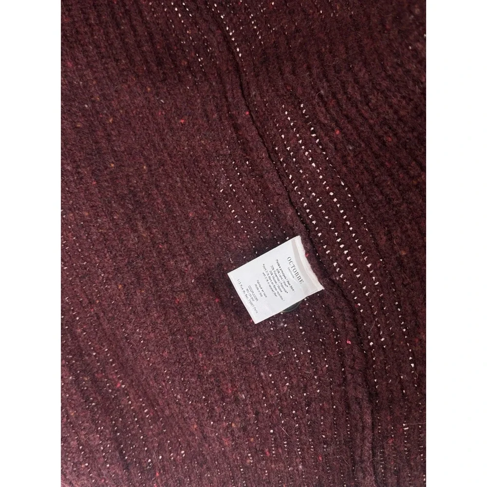 Octobre Editions Burgundy Wool Blend Cardigan Quiet Luxury Preppy Sweater Size M